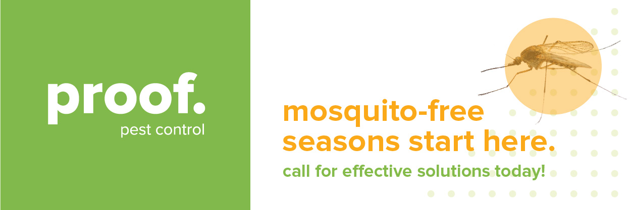 A proof. pest control mosquito CTA image with a mosquito and the text, mosquito-free seasons start here. call for effective solutions today!