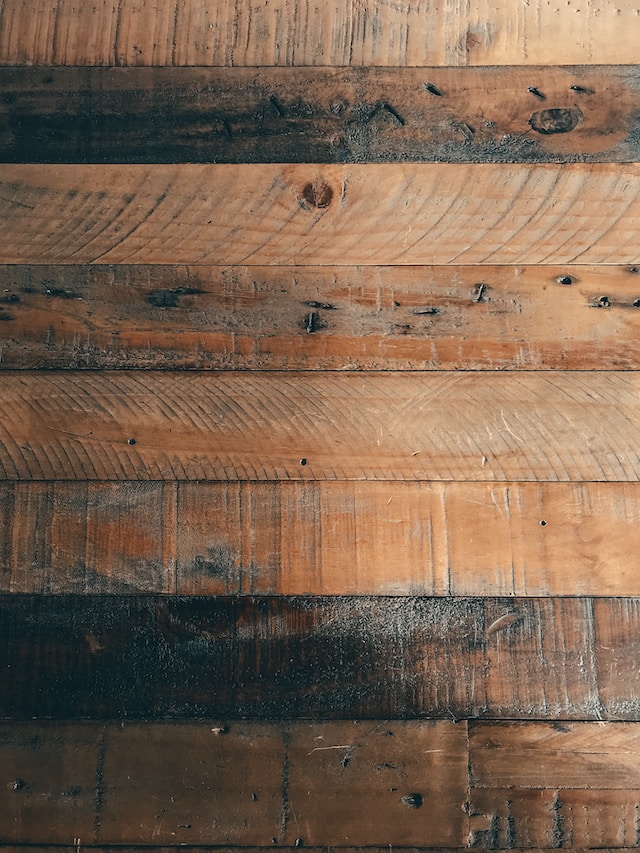 Hardwood flooring in differing shades of brown